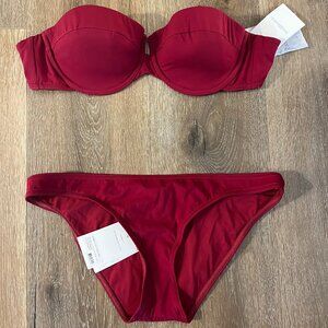 NWT ZIMMERMANN Separates Bikini Set Sculpt Underwired Top and Bottom -3/L Maroon
